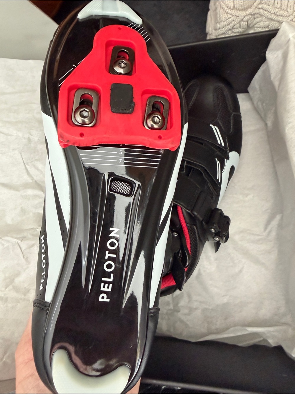 Peloton Black Cycling Shoes with Red Collar - Picture 3 of 3